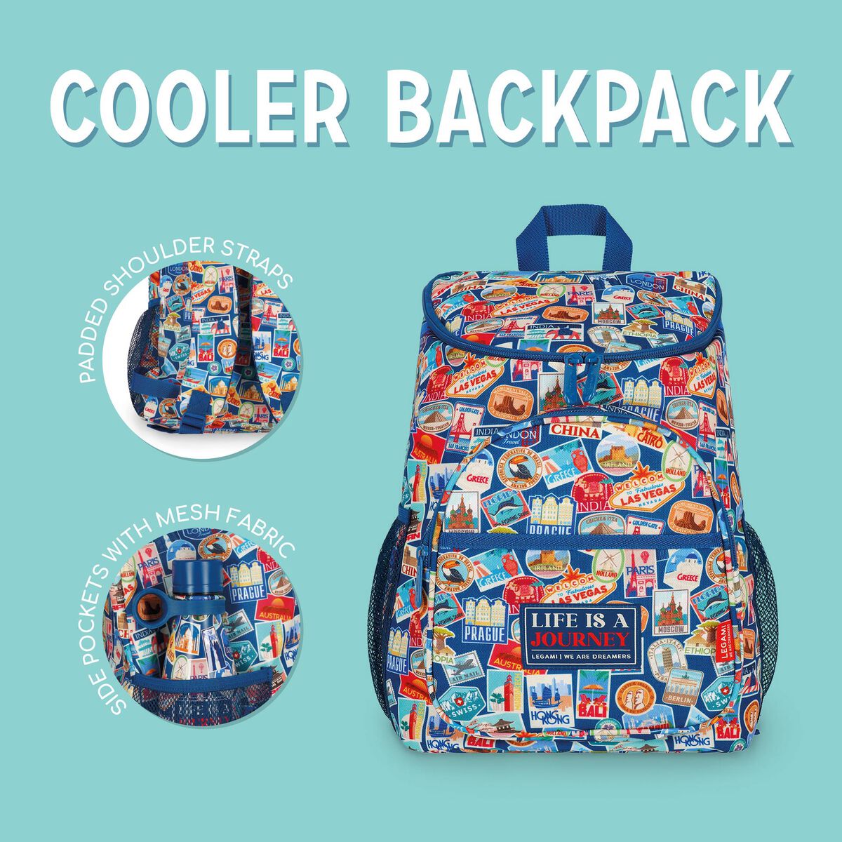 Legami - Mochila nevera de viaje con pegatinas