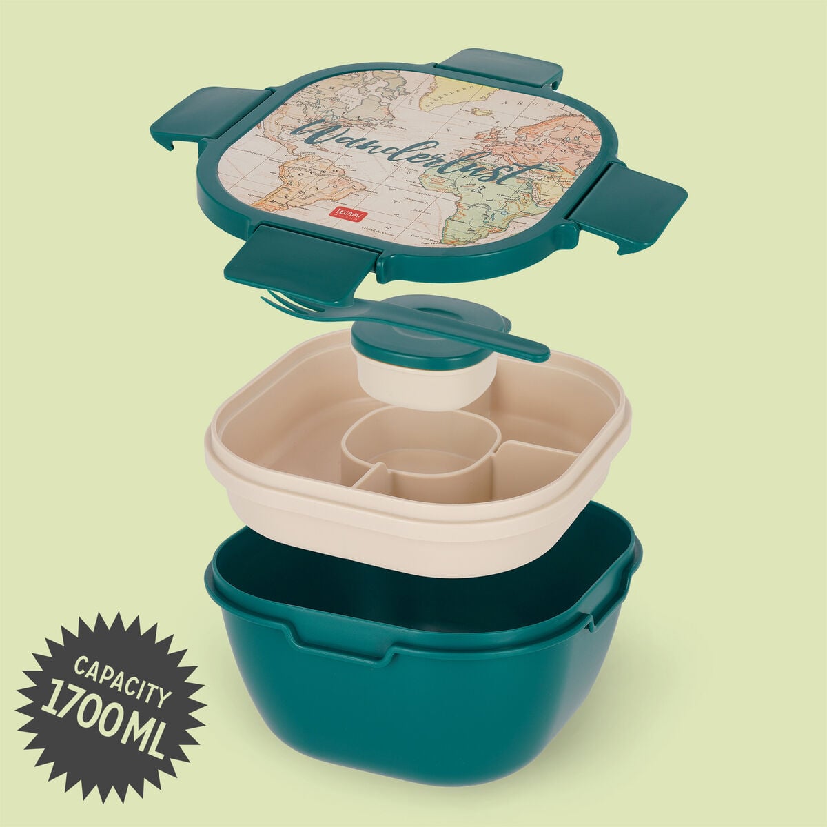 Legami - Fiambrera Bento 1700 ml - Viaje - Fiambrera Bento