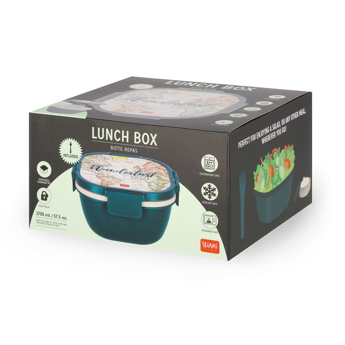 Legami - Fiambrera Bento 1700 ml - Viaje - Fiambrera Bento