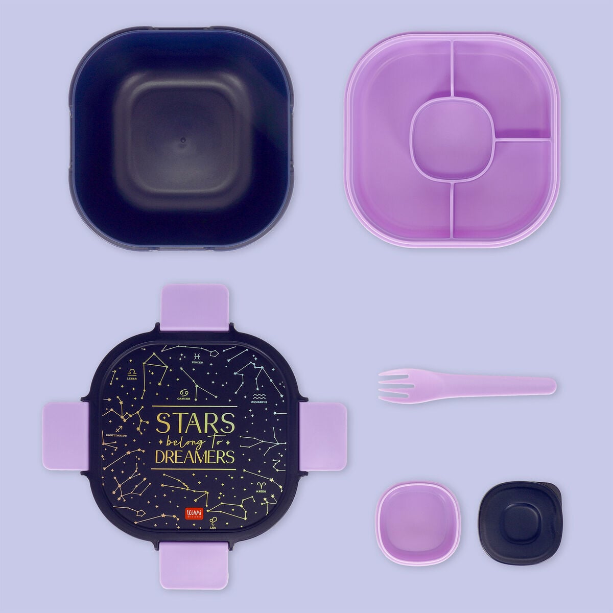 Legami - Fiambrera Bento de 1700 ml - Estrellas - Fiambrera Bento