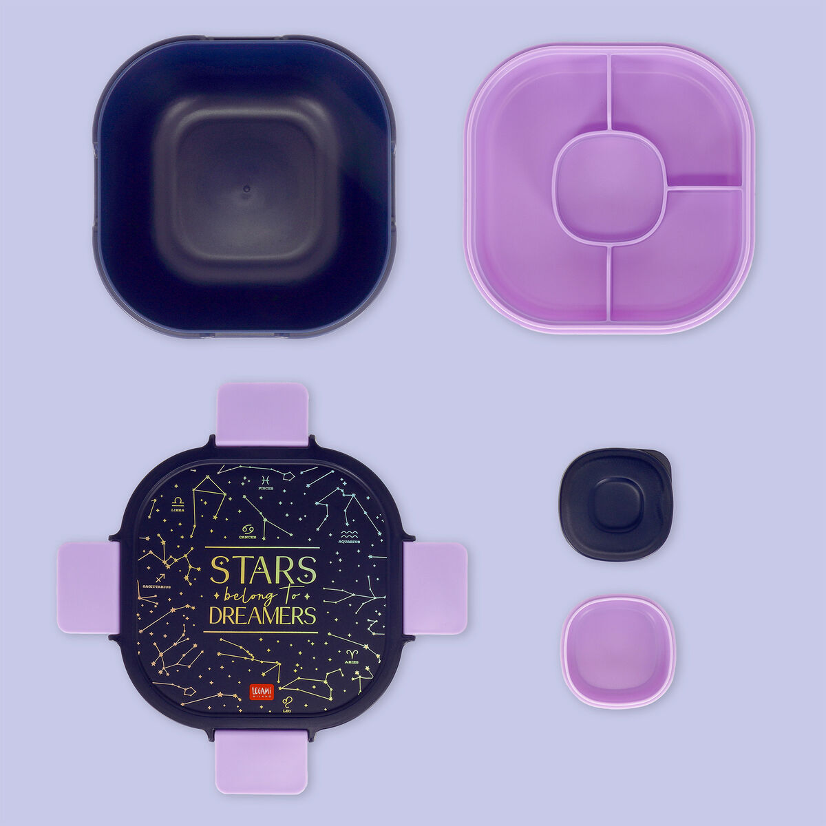 Legami - Fiambrera Bento de 1700 ml - Estrellas - Fiambrera Bento