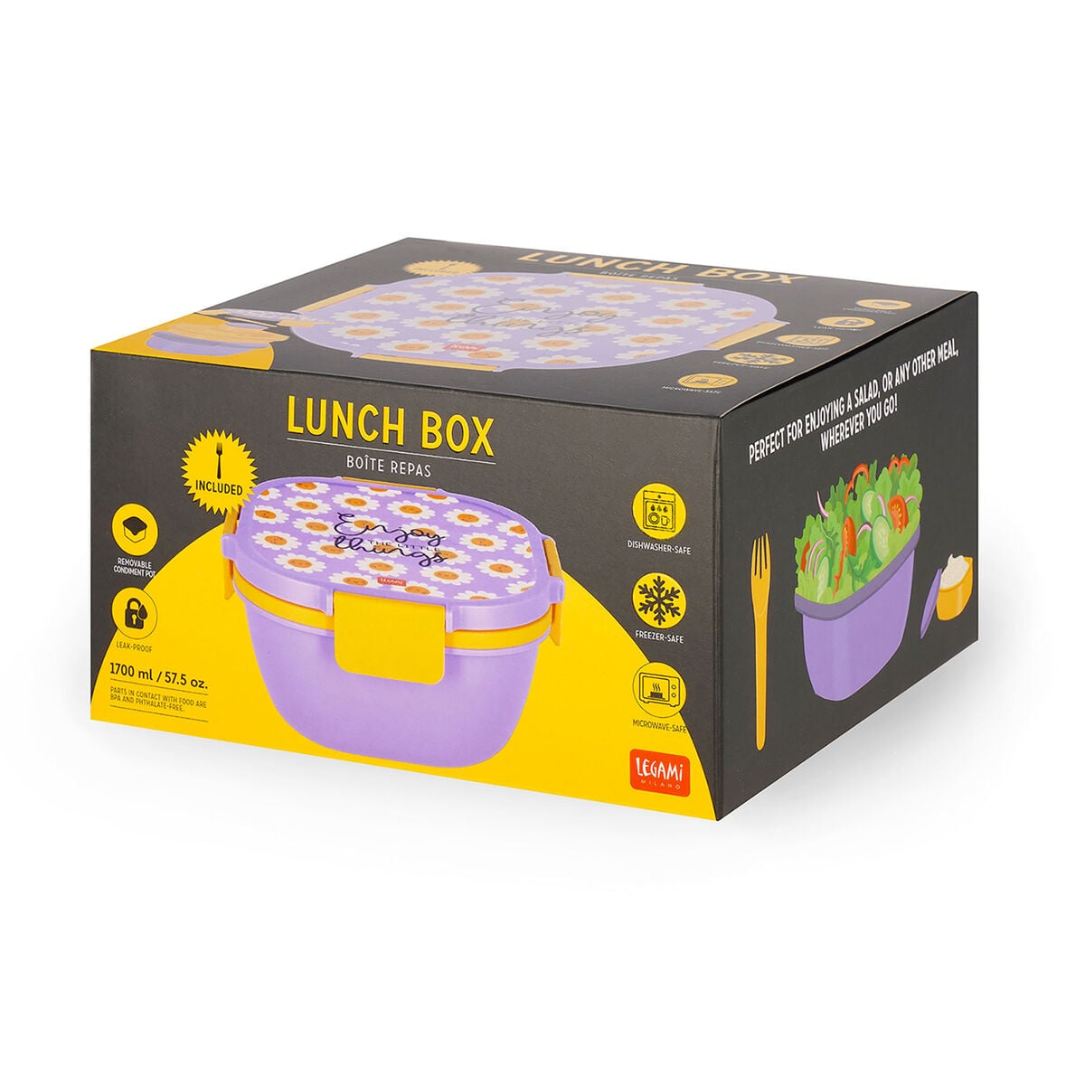 Legami - Fiambrera Bento de 1700 ml - Daisy - Fiambrera Bento