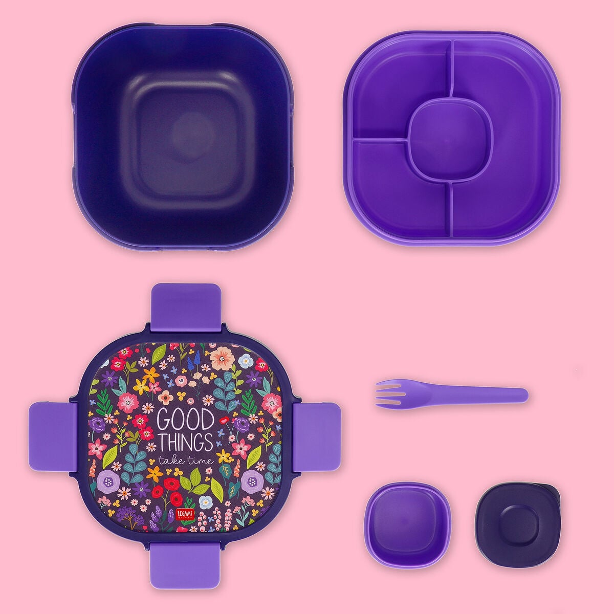 Legami - Fiambrera Bento de 1700 ml - Flores - Fiambrera Bento