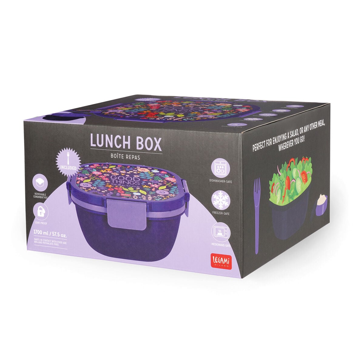 Legami - Fiambrera Bento de 1700 ml - Flores - Fiambrera Bento