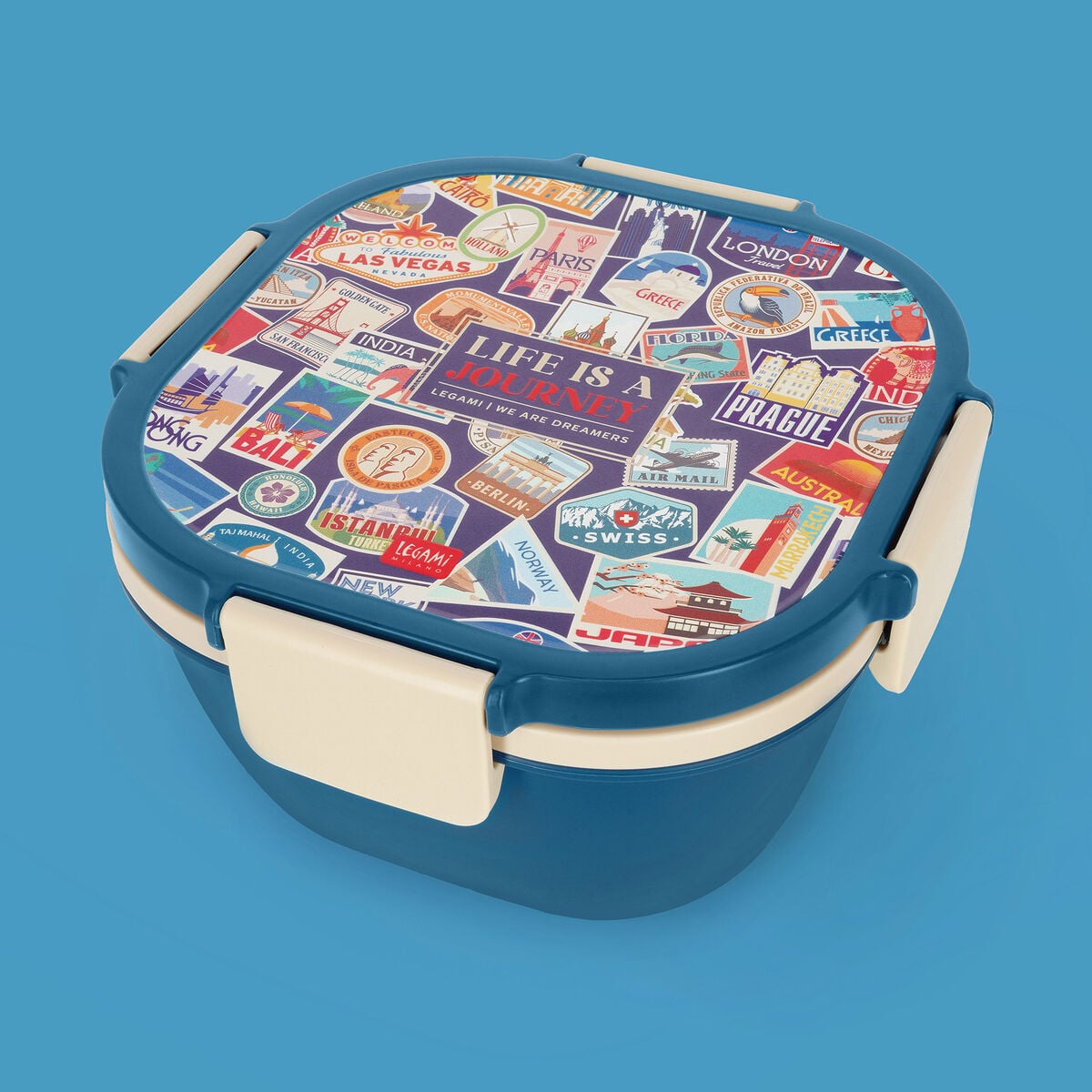 Legami - Fiambrera Bento de 1700 ml - Pegatinas de Viaje - Fiambrera Bento