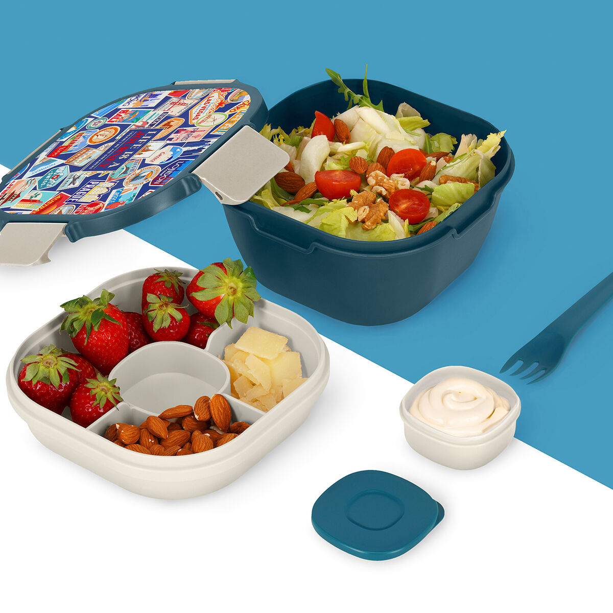 Legami - Fiambrera Bento de 1700 ml - Pegatinas de Viaje - Fiambrera Bento