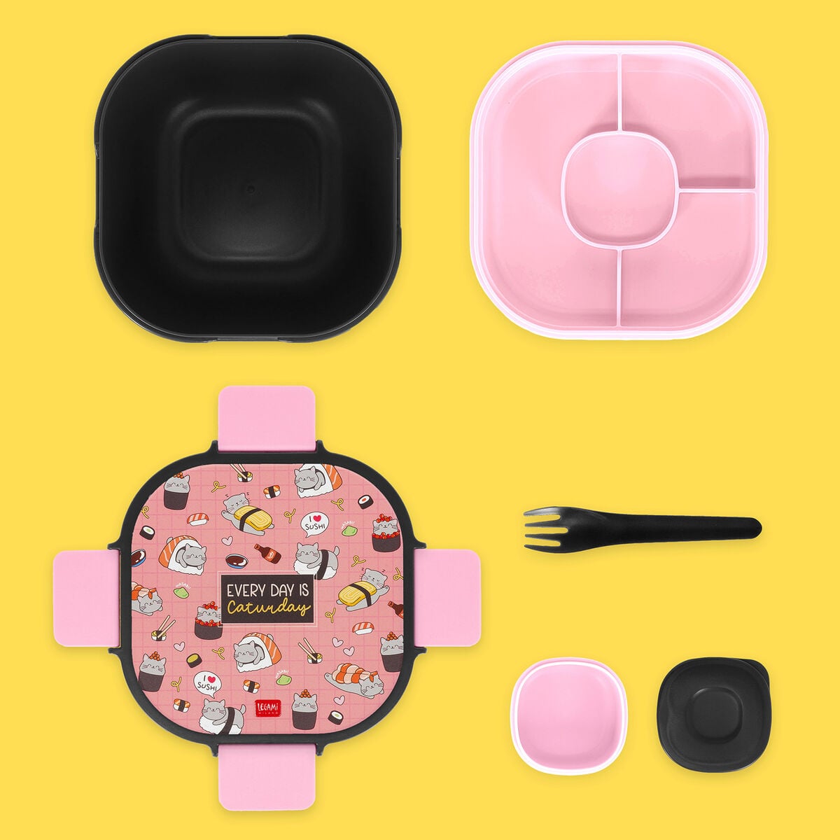 Legami - Fiambrera Bento de 1700 ml - Gato Sushi - Fiambrera Bento