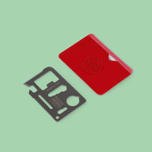 Legami - Herramienta múltiple de acero inoxidable 11 en 1 con forma de tarjeta de crédito - SOS Pocket Hero