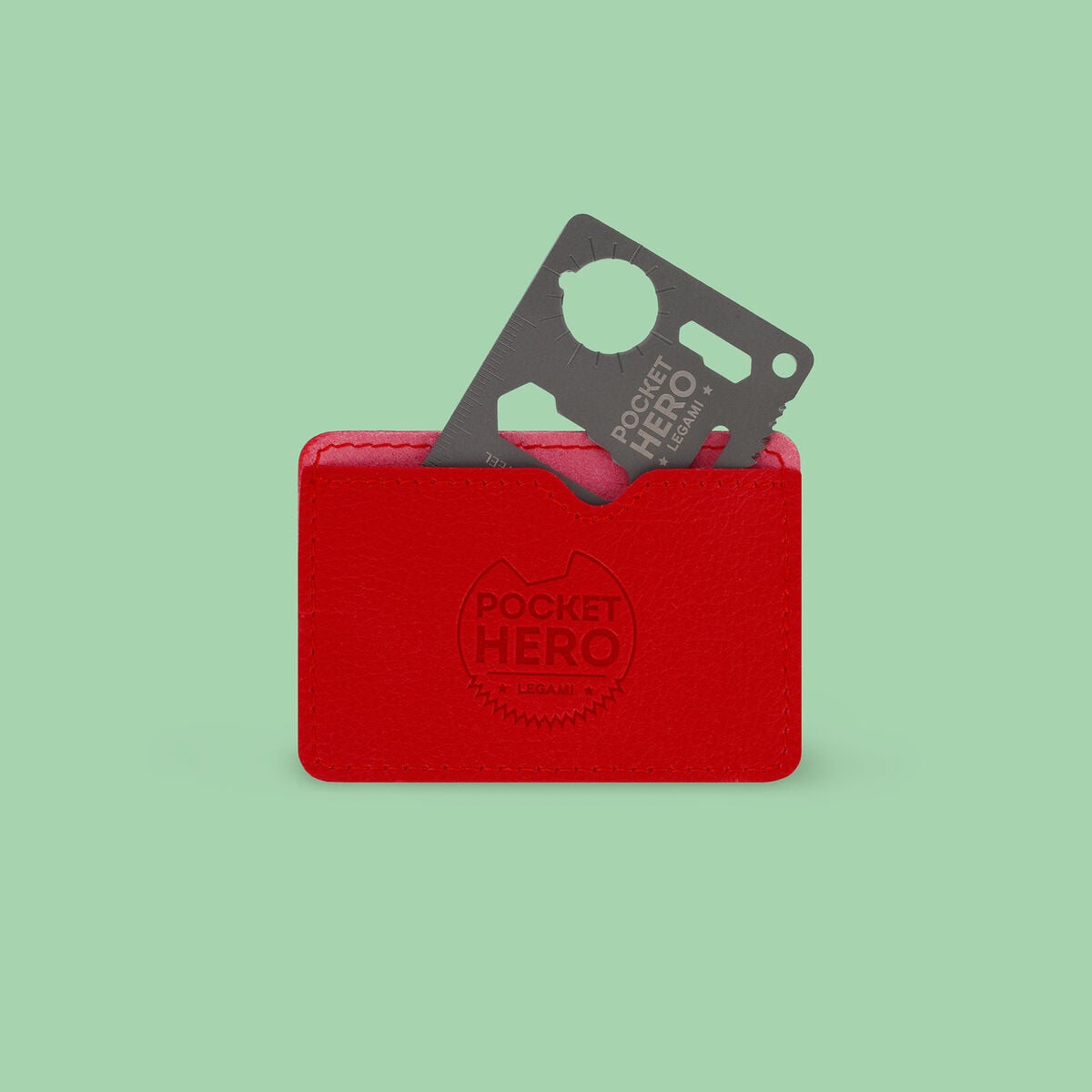Legami - Herramienta múltiple de acero inoxidable 11 en 1 con forma de tarjeta de crédito - SOS Pocket Hero