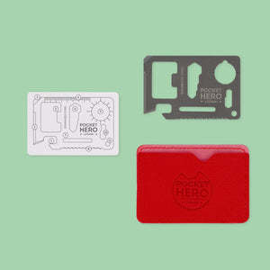 Legami - Herramienta múltiple de acero inoxidable 11 en 1 con forma de tarjeta de crédito - SOS Pocket Hero
