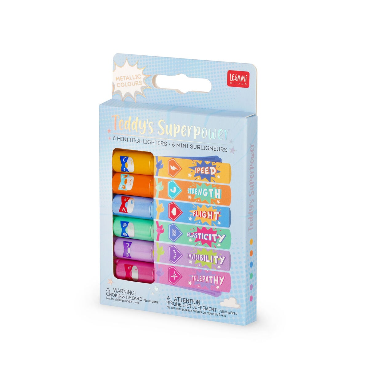 Legami - Set de 6 Mini Marcadores - Teddy's Superpower