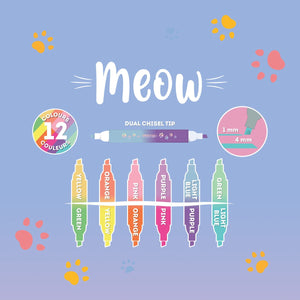 Legami - Set de 6 marcadores fluorescentes de doble punta Kitty - Miau