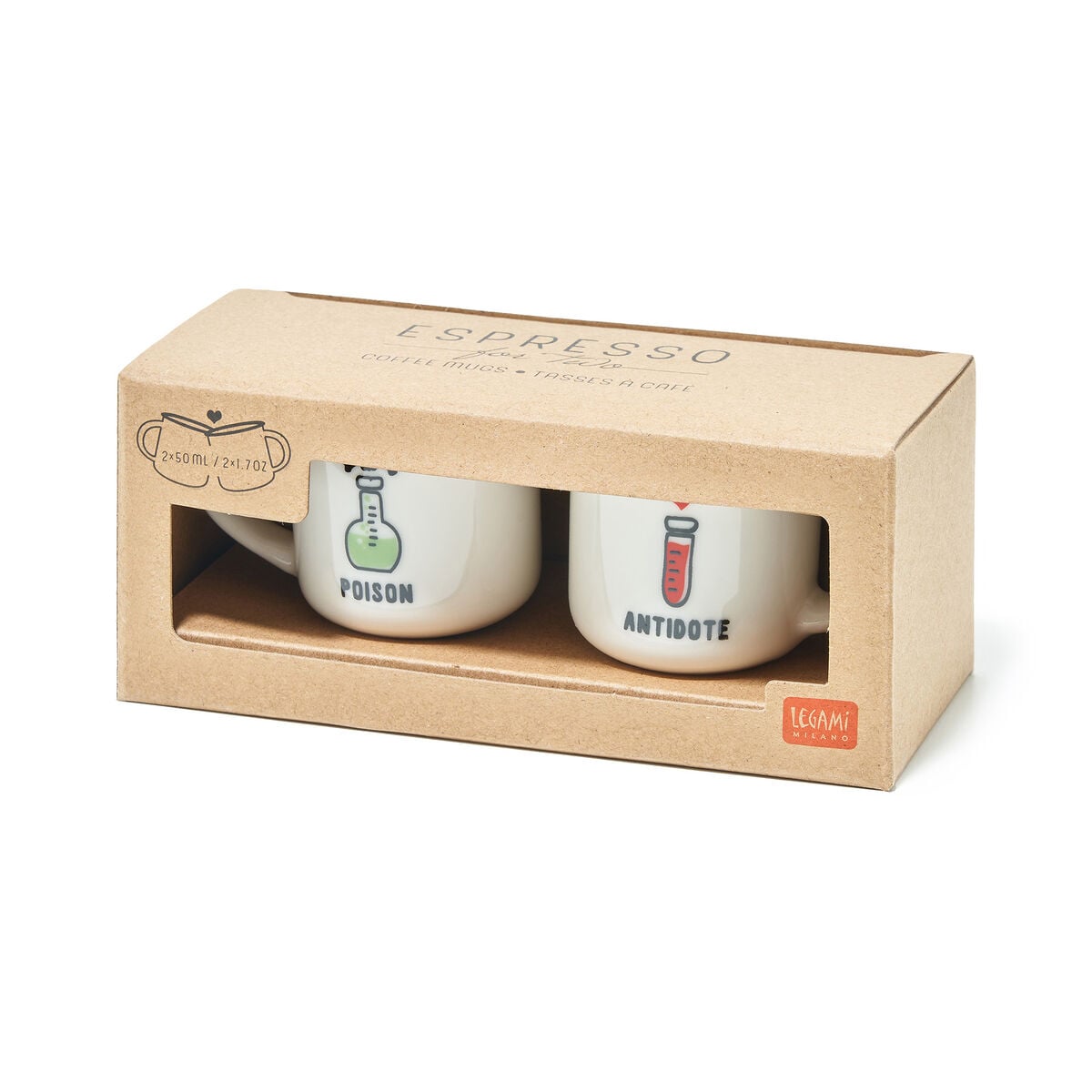 Legami - Juego de 2 tazas de café - Veneno y Antídoto - Espresso Dos