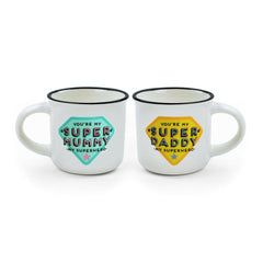 Legami - Set de 2 Tazas de Café - Super Mami y Super Papi - Espresso Two