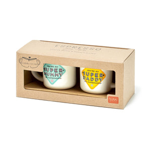 Legami - Set de 2 Tazas de Café - Super Mami y Super Papi - Espresso Two