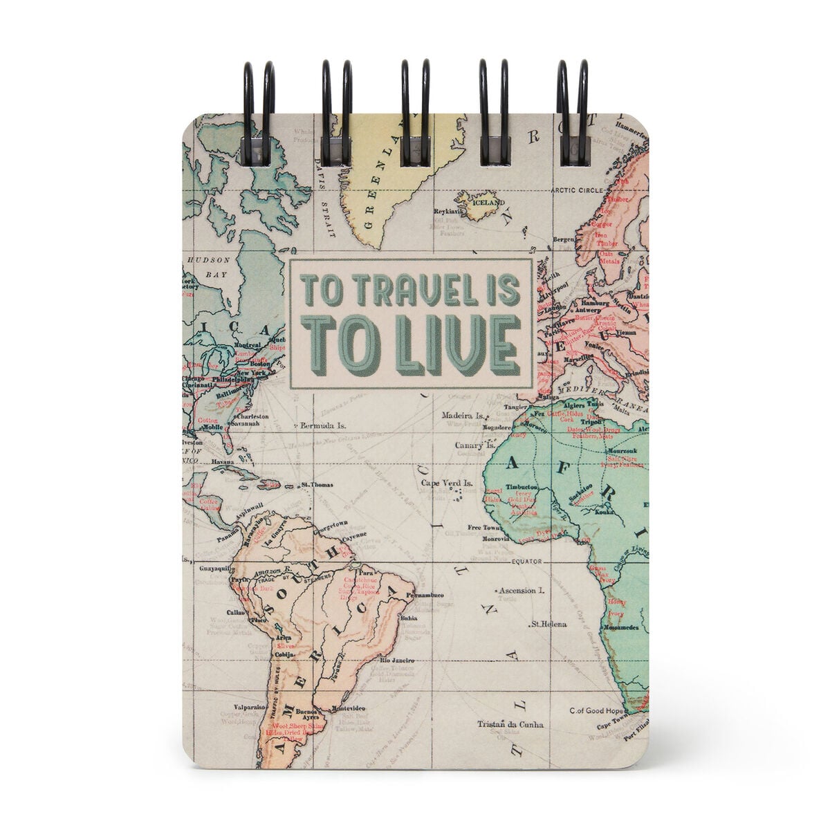 Legami - Cuaderno de espiral con tapa dura ilustrada - Mapa de viaje - Diario - Encuadernación en espiral