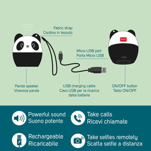 Legami - Mini Altavoz Inalámbrico Manos Libres Panda - Sube el Volumen