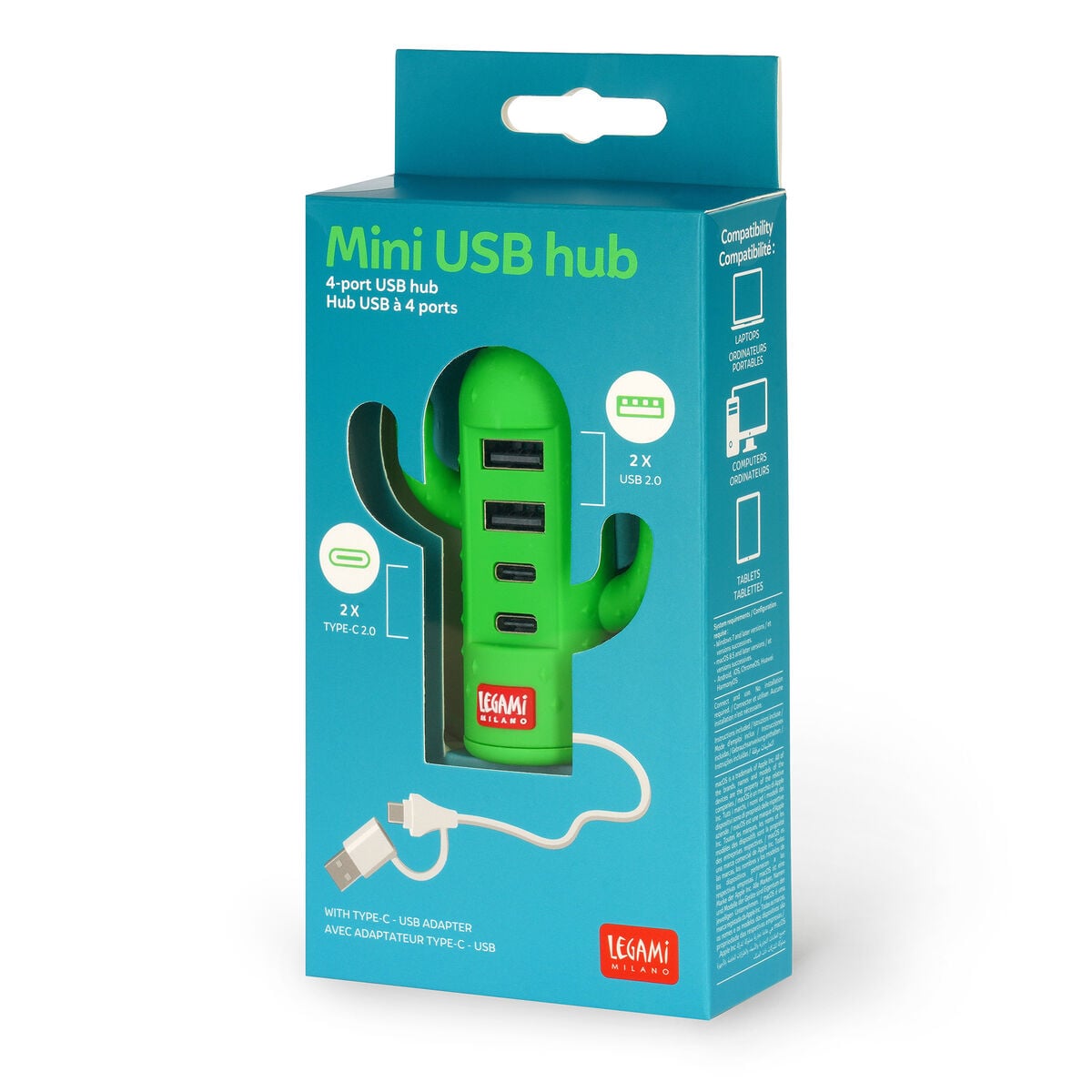 Legami - Mini concentrador USB de 4 puertos