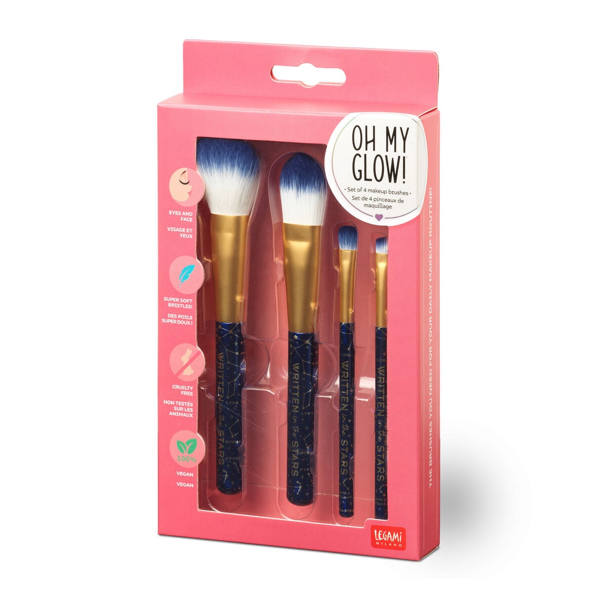 Legami - Juego de 4 brochas de maquillaje Stars - ¡Oh My Glow!