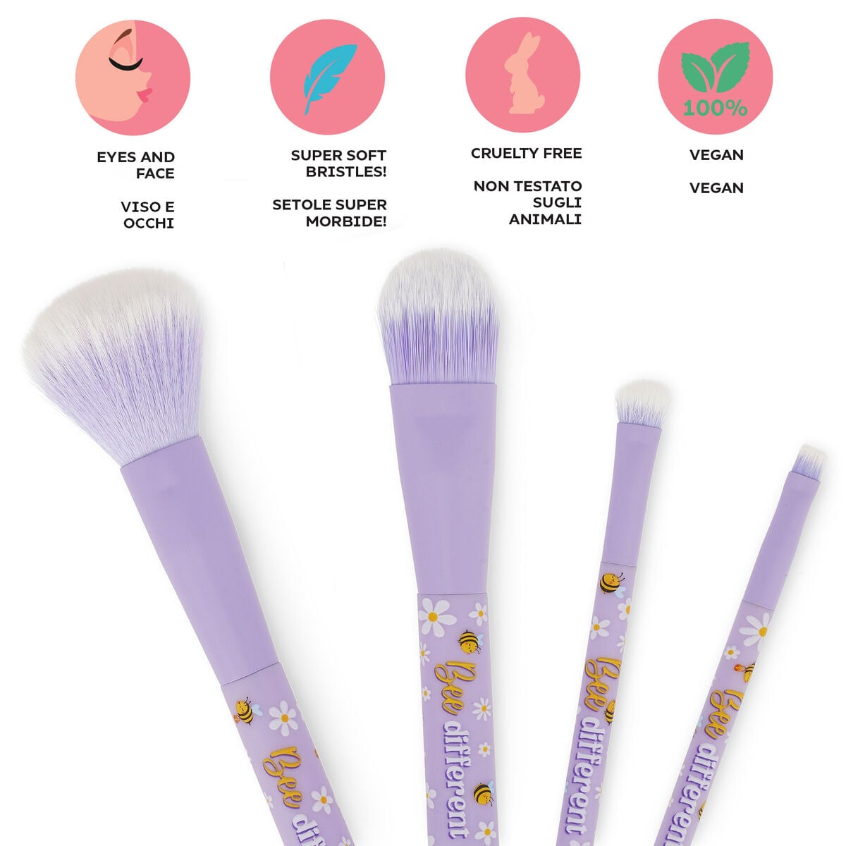 Legami - Set de 4 brochas de maquillaje Bee - ¡Oh My Glow!