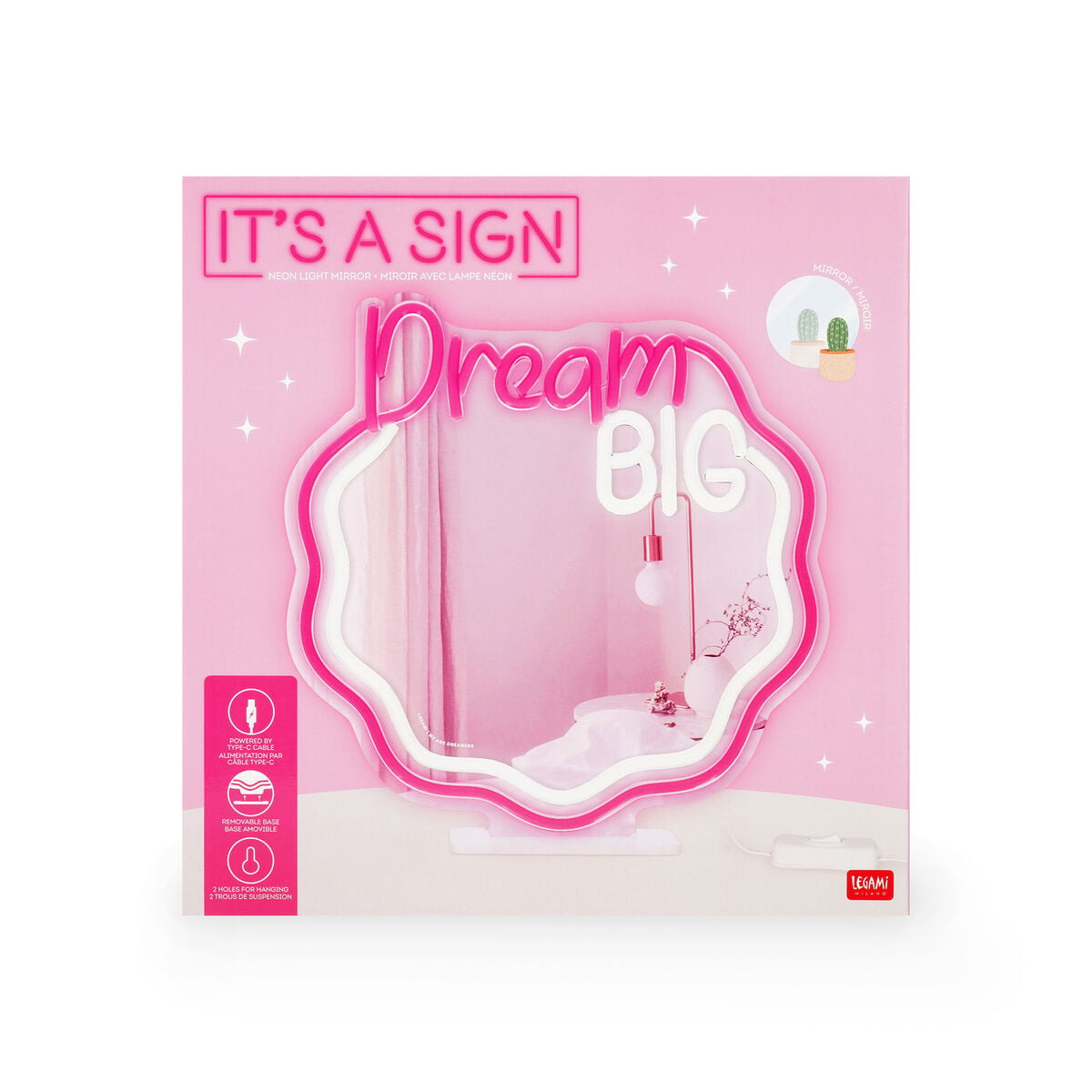 Legami - Luz LED con efecto neón con espejo - It's a Sign