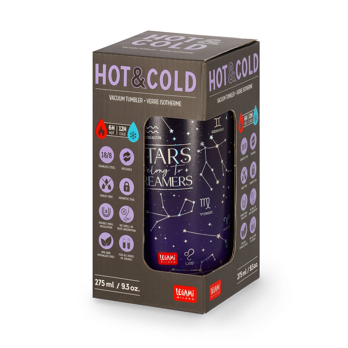 Legami - Vaso térmico de 275 ml - Estrellas - Frío y caliente