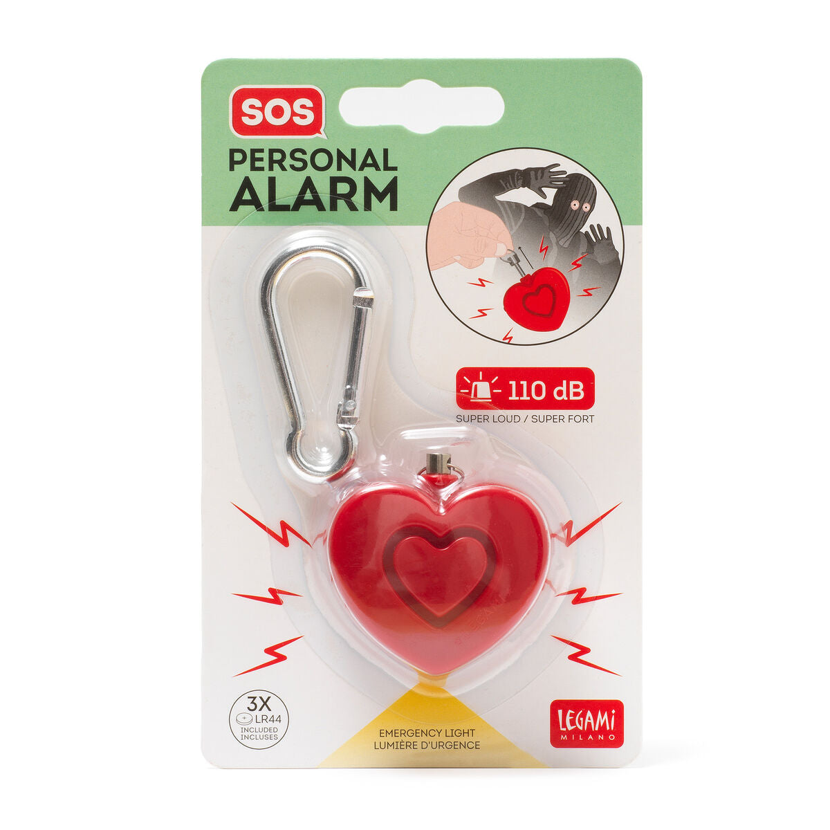 Legami - Alarma de seguridad personal con luz LED