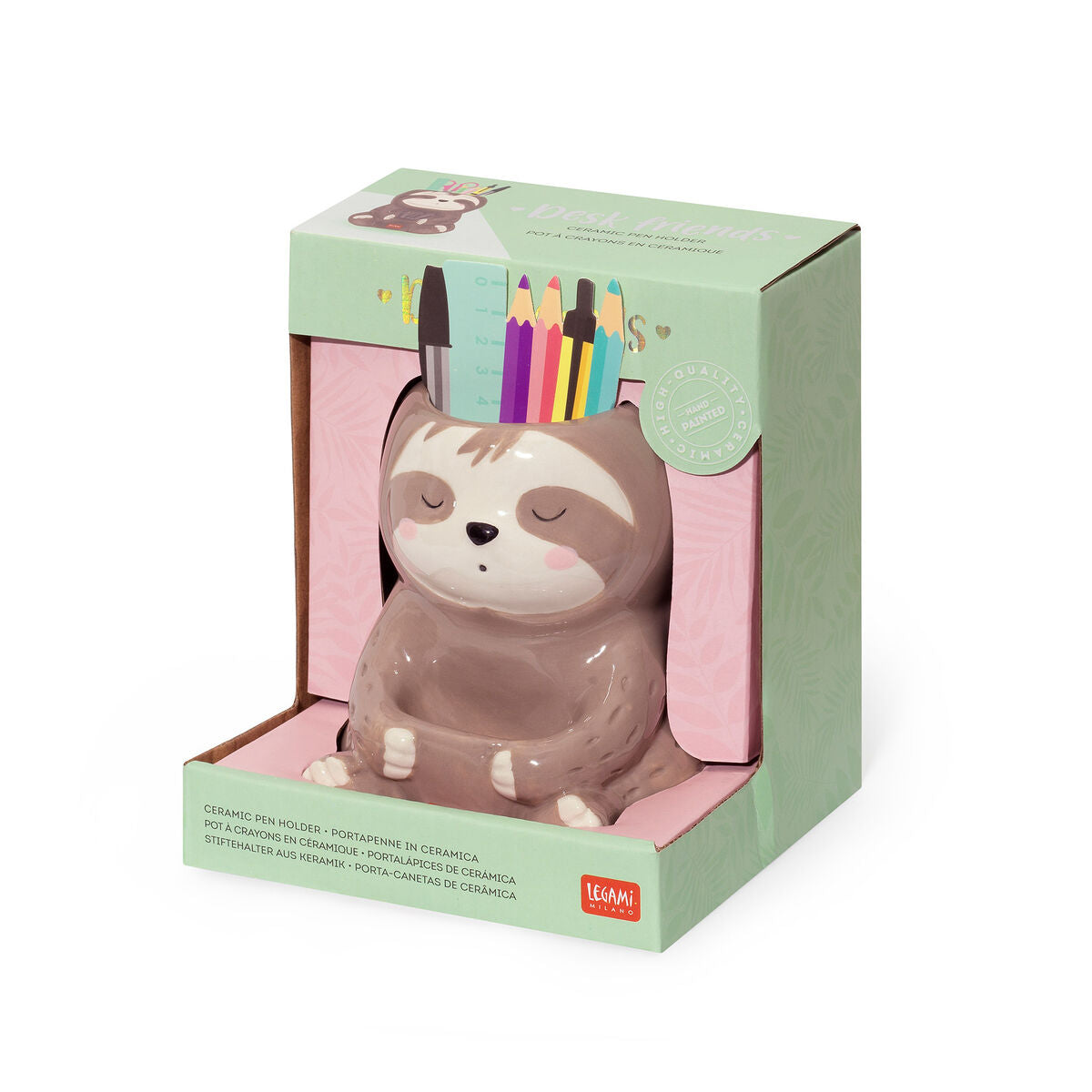 Legami - Soporte para lápices de cerámica Sloth - Amigos de escritorio