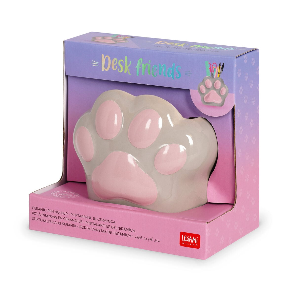 Legami - Kitty Soporte para Bolígrafos de Cerámica - Compañeros de Escritorio