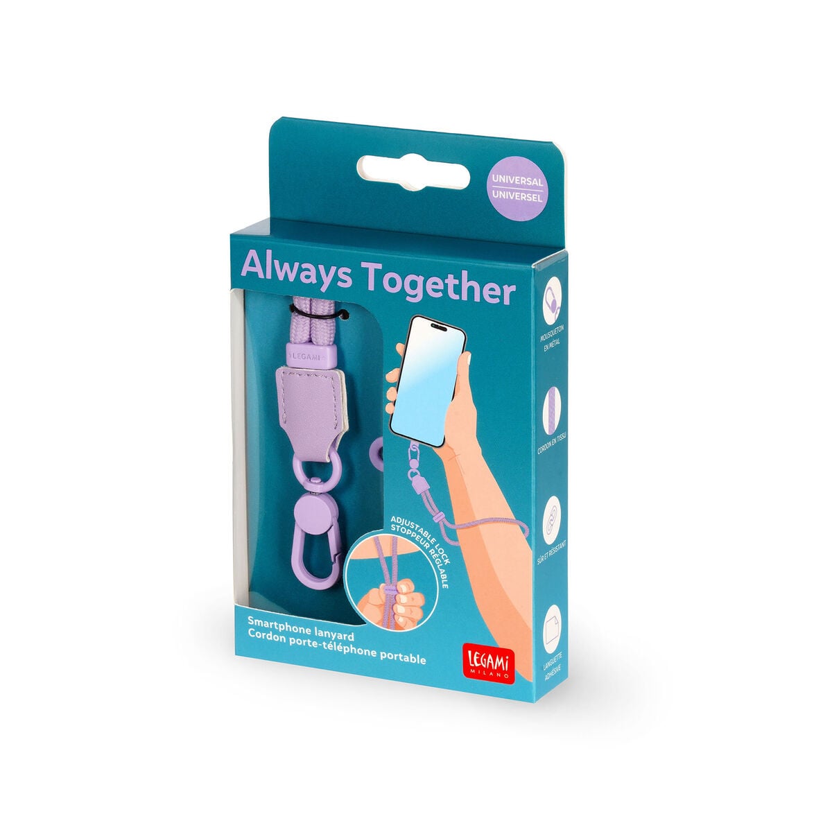 Legami - Correa de muñeca para smartphone lila - Her Zaman Together Wrist