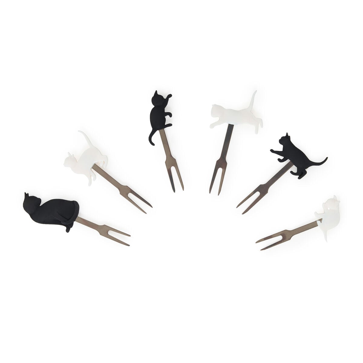 Legami - Juego de 6 tenedores para aperitivo - Kitty - Miau