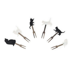 Legami - Juego de 6 tenedores para aperitivo - Kitty - Miau