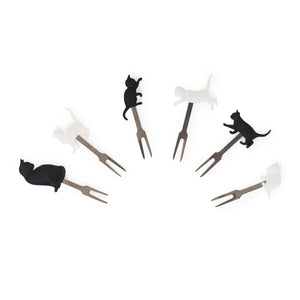 Legami - Juego de 6 tenedores para aperitivo - Kitty - Miau