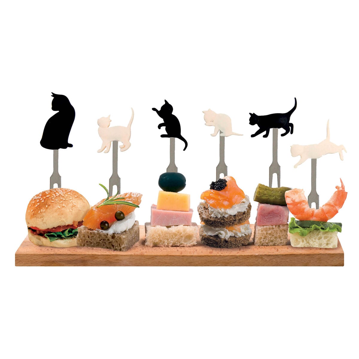 Legami - Juego de 6 tenedores para aperitivo - Kitty - Miau