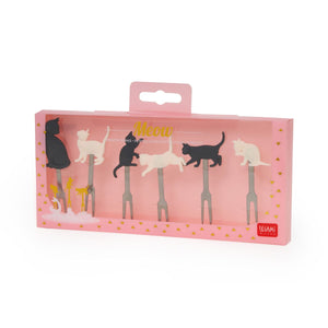 Legami - Juego de 6 tenedores para aperitivo - Kitty - Miau