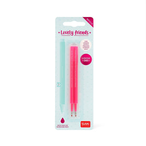 Legami - Juego de 2 recambios bolígrafos de gel Sweet Friends - Tinta rosa neón