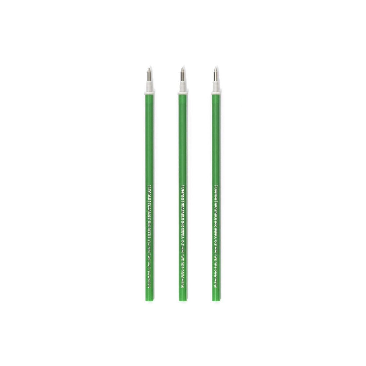Legami - Recambios para bolígrafos borrables, juego de 3, tinta verde