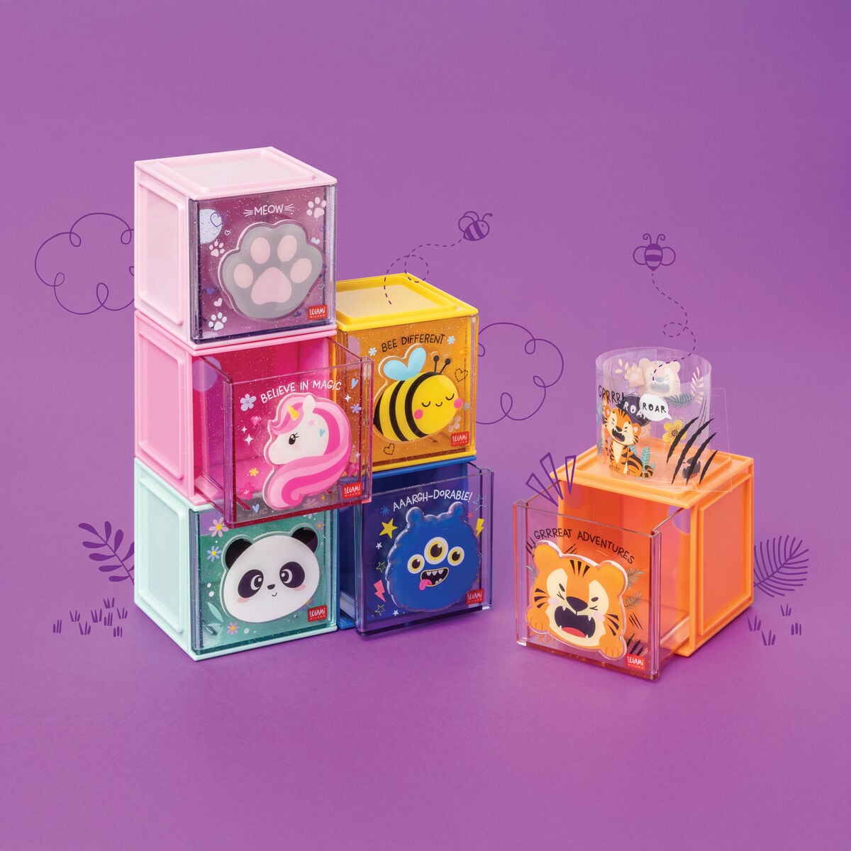 Legami - Caja de almacenamiento de escritorio apilable - Cutie Cube