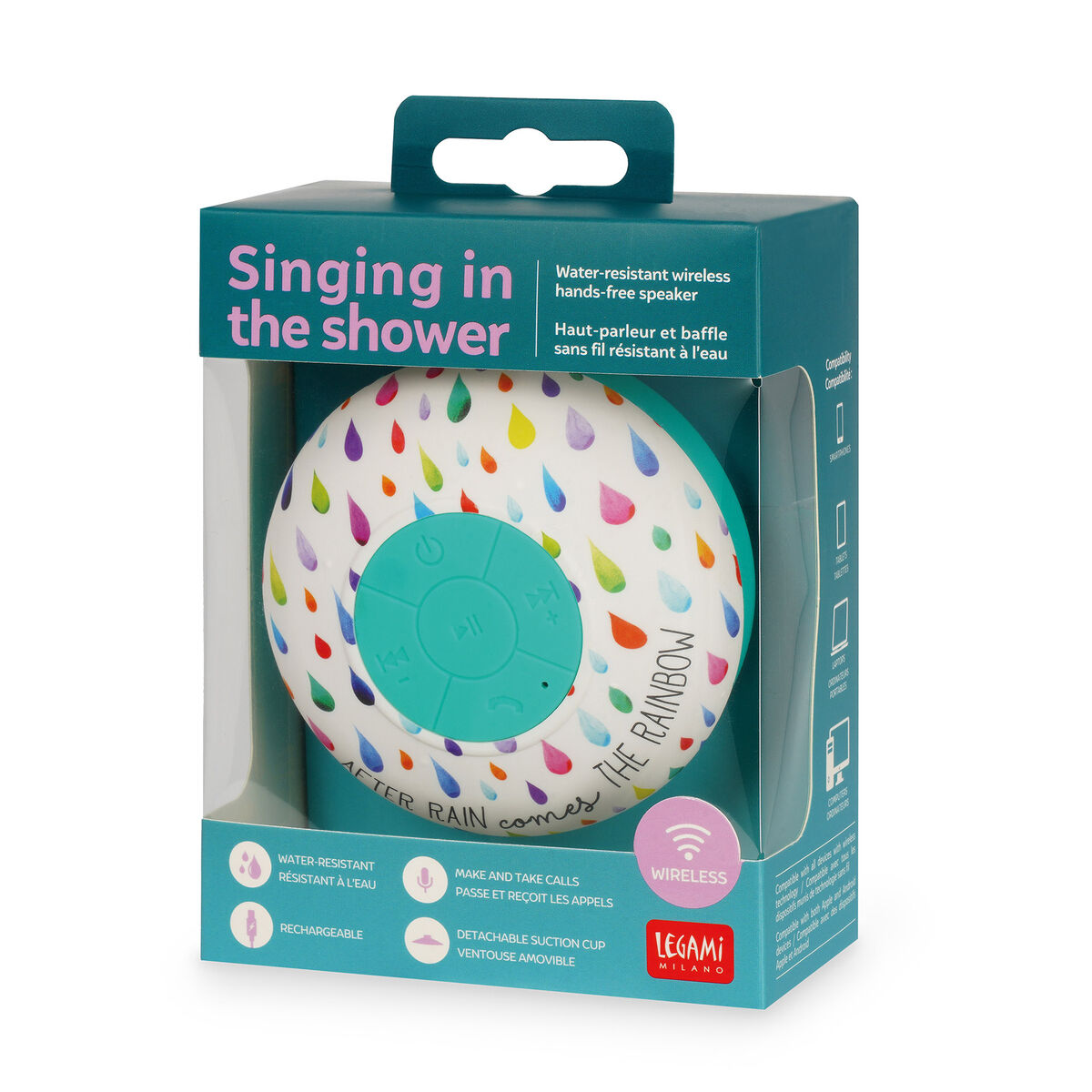 Legami - Altavoz Bluetooth® manos libres resistente al agua After Rain - Singing In Shower