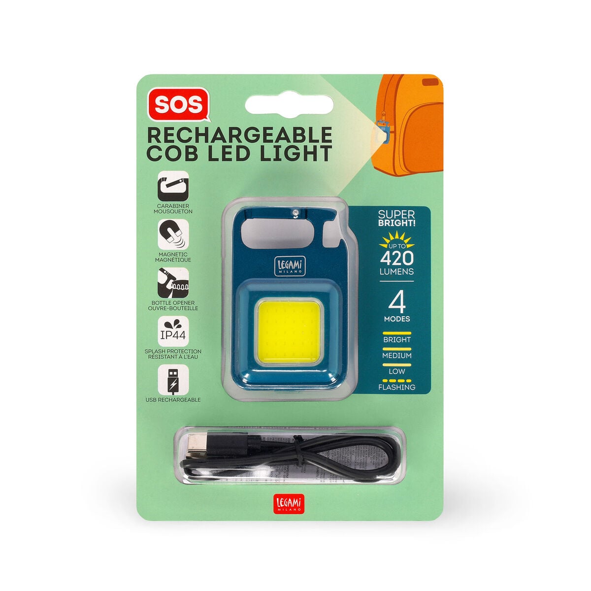 Legami - Linterna LED COB recargable