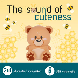 Legami - Soporte para Smartphone Inalámbrico con Altavoz Osito - Sound Cuteness