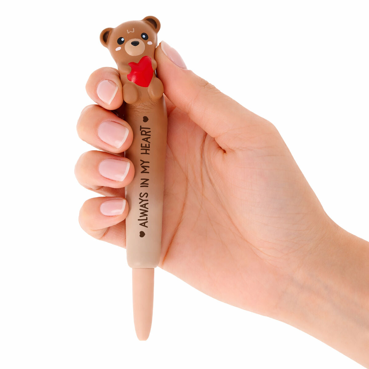 Legami - Bolígrafo de gel suave "Siempre en mi corazón" con diseño de oso de peluche - Aburrido