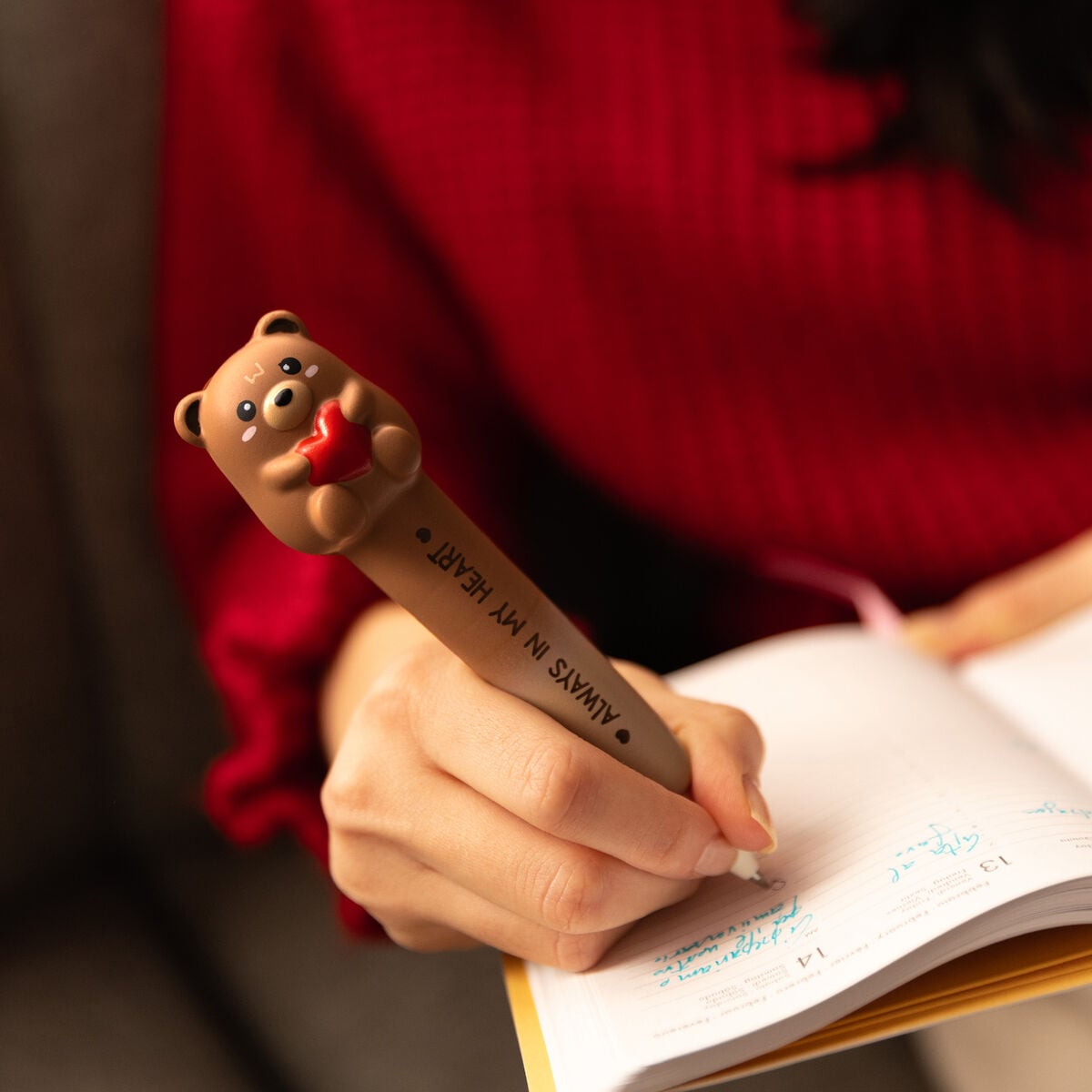 Legami - Bolígrafo de gel suave "Siempre en mi corazón" con diseño de oso de peluche - Aburrido
