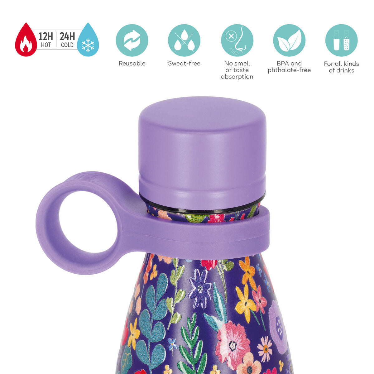 Legami - Botella térmica de 500 ml - Flores - Frío y caliente