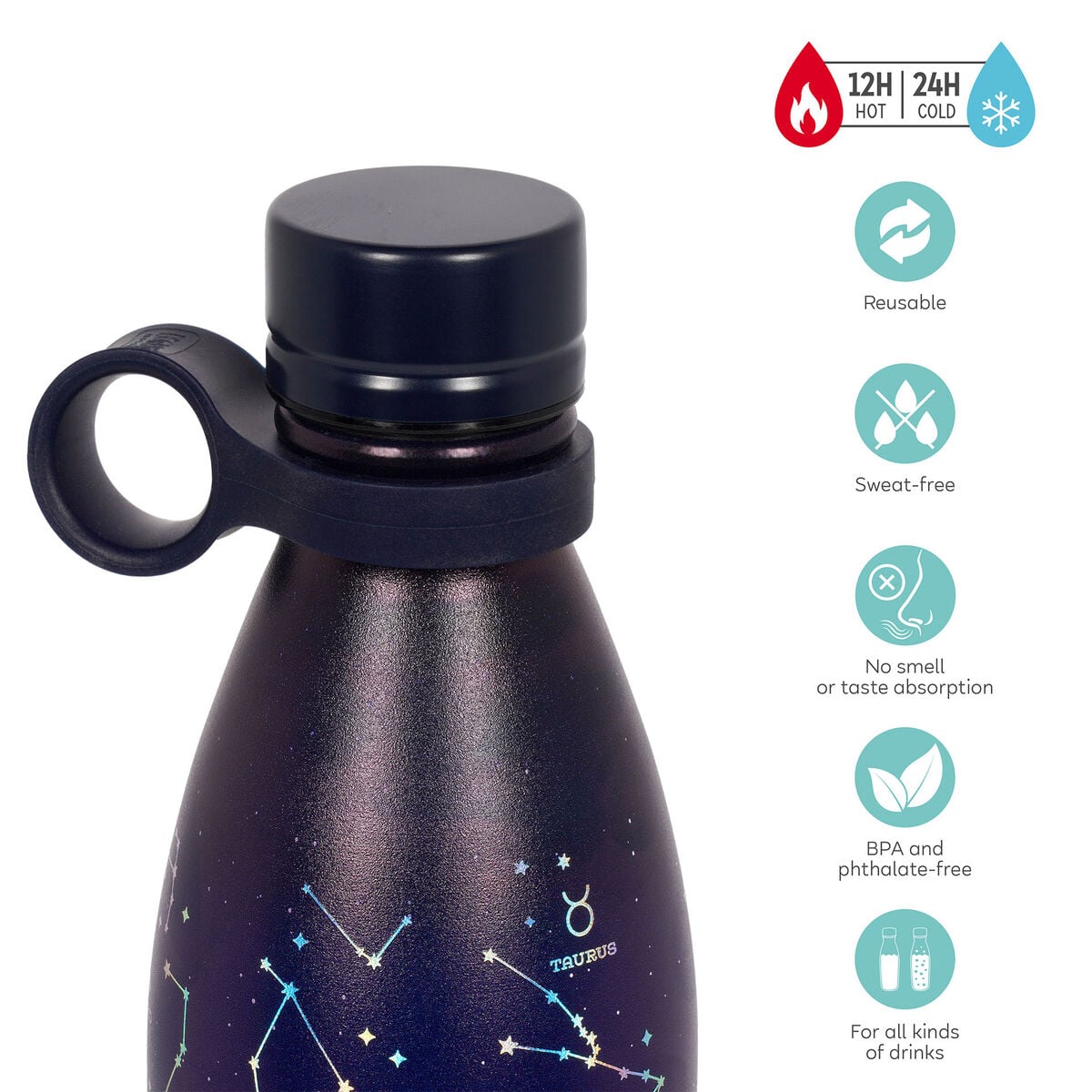 Legami - Termo de vacío de 800 ml - Estrellas - Frío y calor