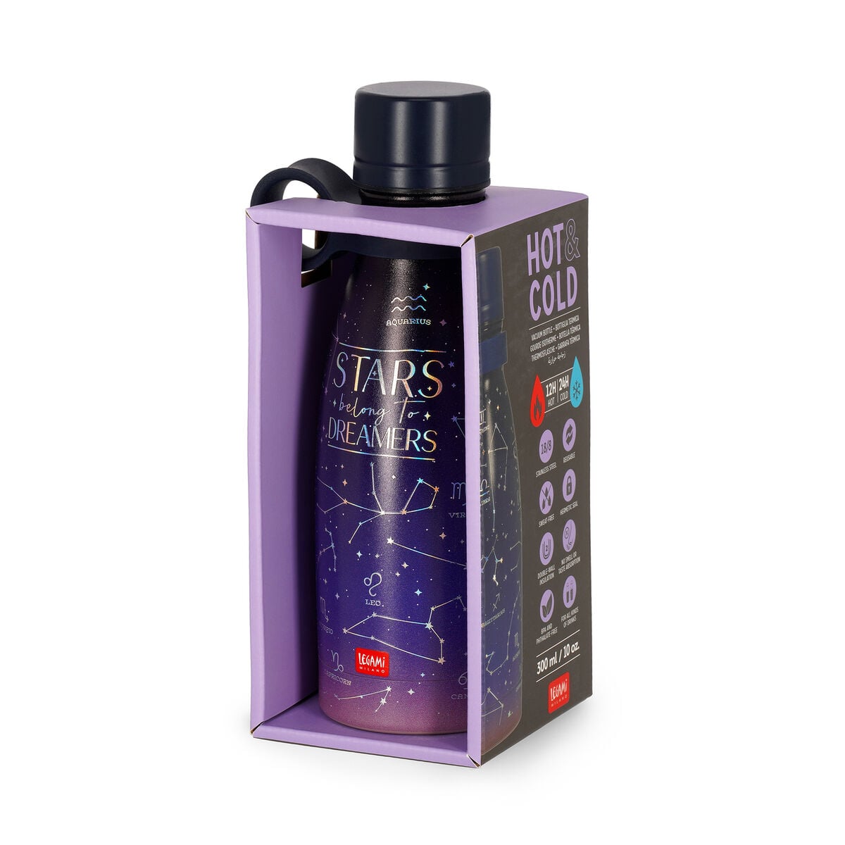 Legami - Mini Botella Termo de 300 ml - Stars - Frío y Caliente