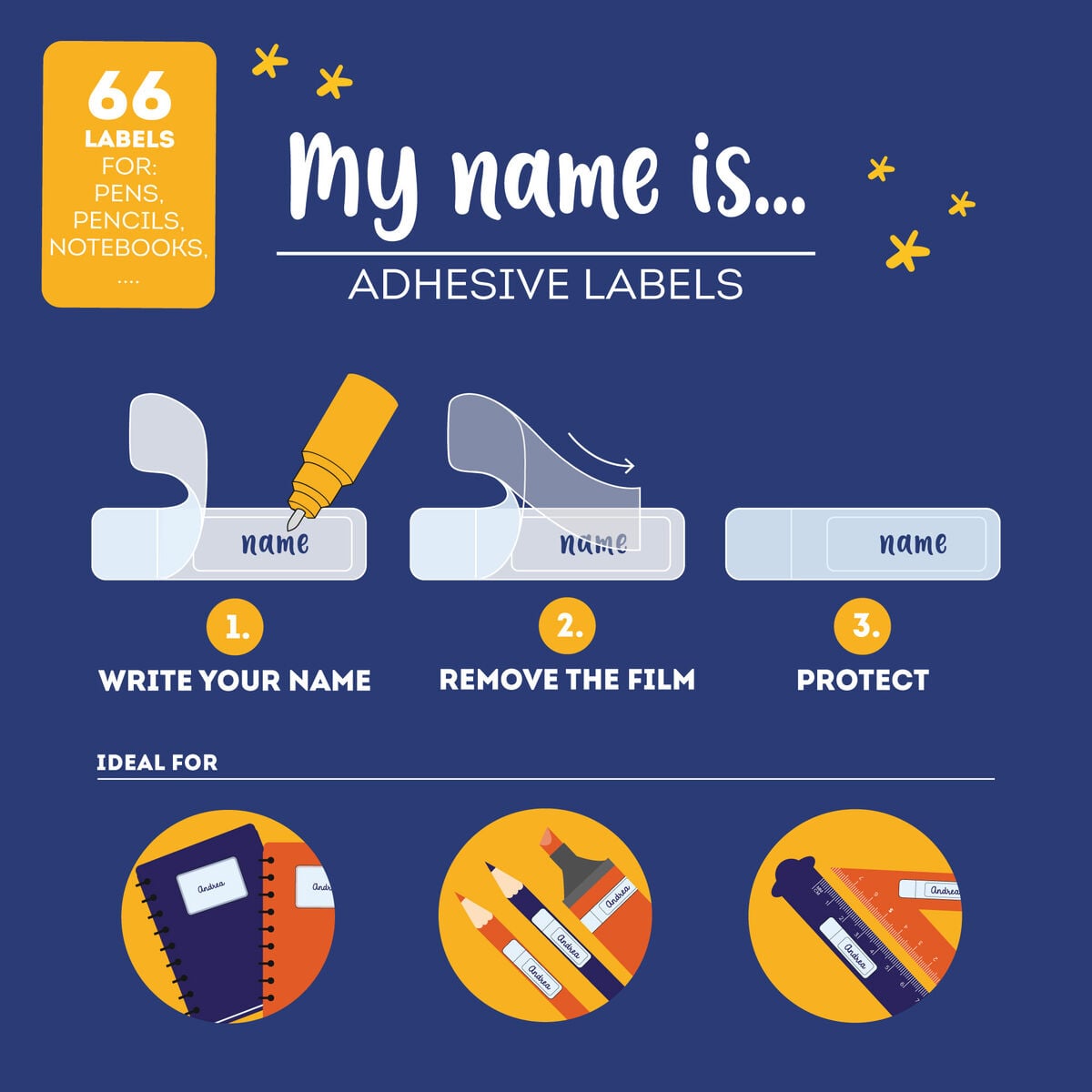 Legami - Etiquetas adhesivas con Protective Film - My Name Is... - Espacio