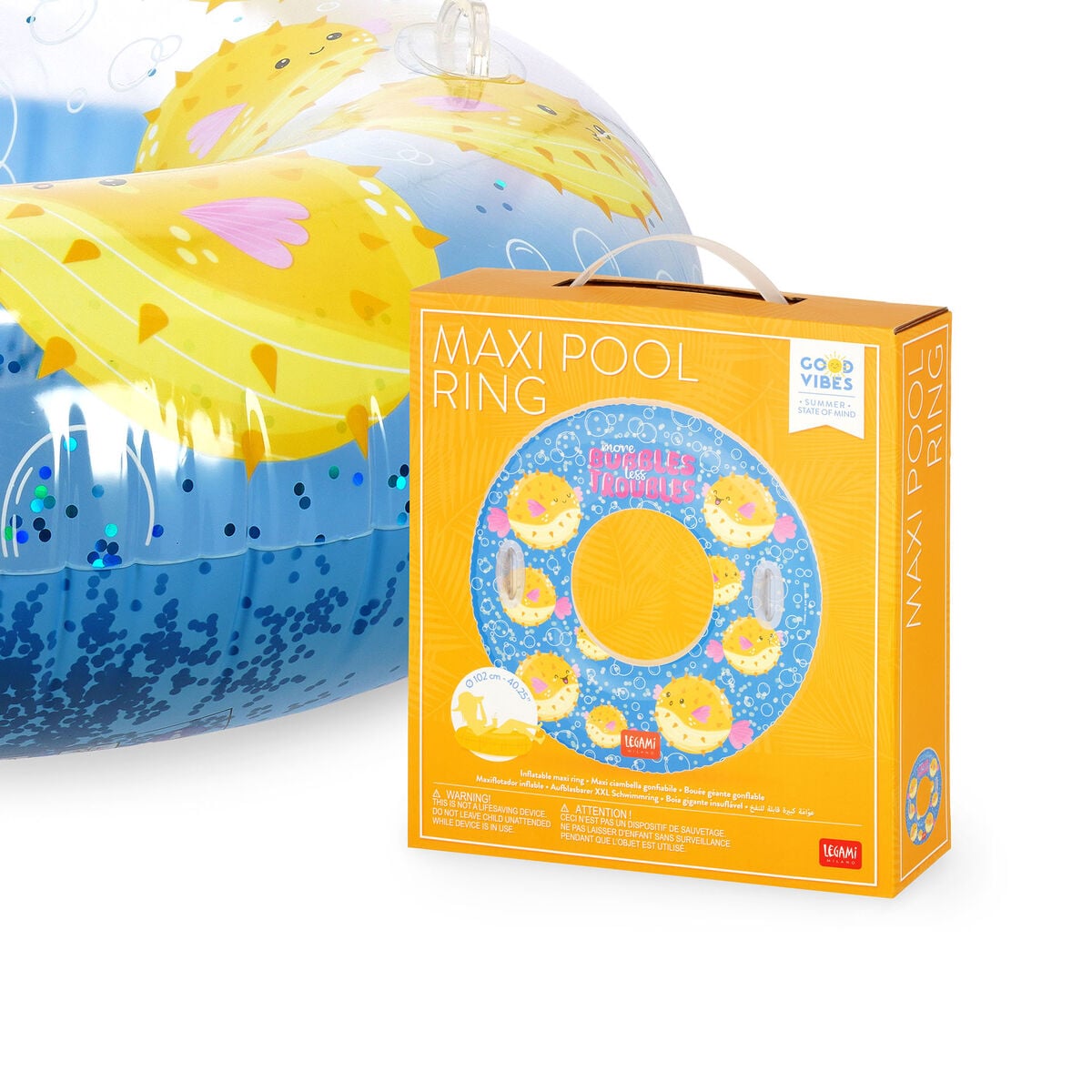 Legami - Anillo hinchable para piscina Maxi Pufferfish - Anillo Maxi para piscina