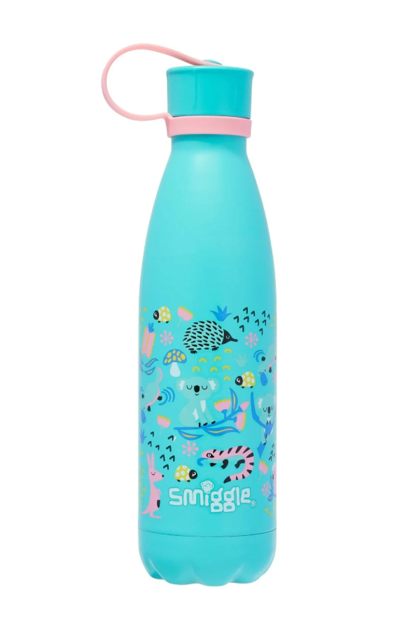 Smiggle - Botella de acero inoxidable con tapa Hi There, 500 ml