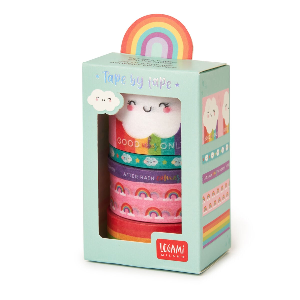 Legami - Set de 5 Cintas Adhesivas Decorativas Rainbow - De Cinta a Cinta